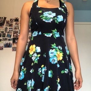 Navy Blue Floral Dress